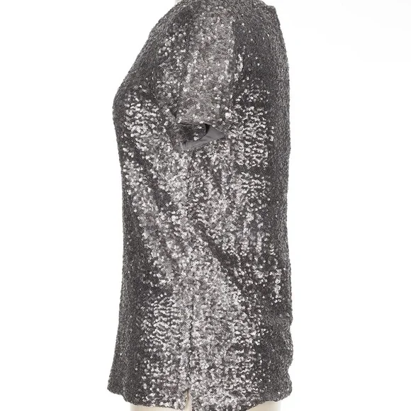 Velvet Silver Sequin Short Sleeve T-Shirt - Picture 4 of 10
